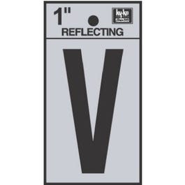 Address Letters, V, Reflective Black/Silver Vinyl, Adhesive, 1-In.