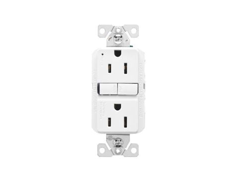 Eaton Slim GFCI Receptacle 15A 125V White