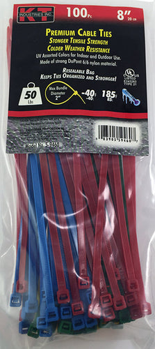 K-T Industries 8 Assorted Color Standard Duty, 100/Pk