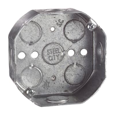 ABB Installation Steel City Octagon Box, 15.8 Cubic Inches, 4 Inch Diameter x 1-1/2 Inches Deep