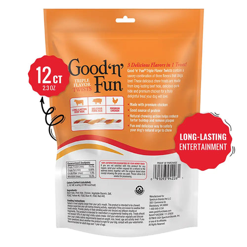 Good 'n' Fun Triple Flavor Twists Dog Treats