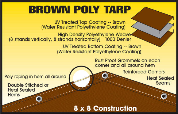 Dize Weathermaster® Brown Poly Tarp (12 x 16 Ft)