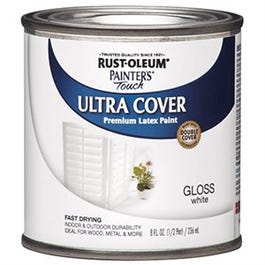 Painter's Touch Ultra Cover Latex Paint, White Gloss, 1/2-Pt.