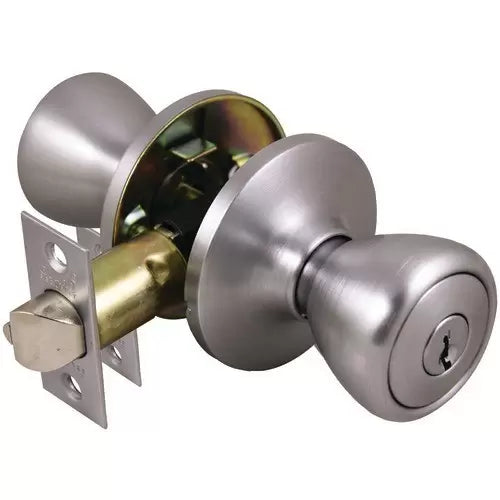 Guard Security Classic Tubular Keyed Entry Door Knob Set Stainless Steel