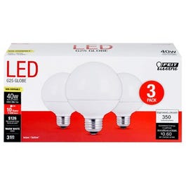 LED Globe Light Bulbs, G25, Warm White, 500 Lumens, 5-Watts, 3-Pk.