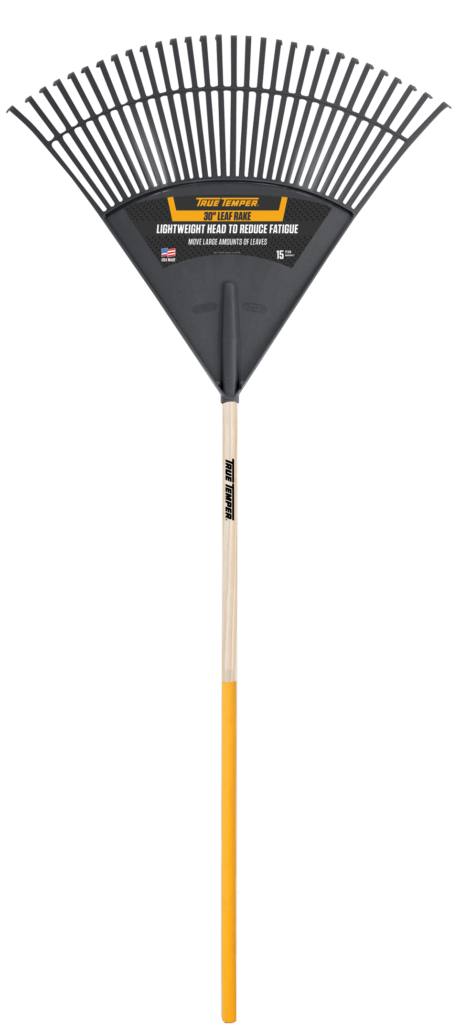 True Temper 30-Inch Poly Leaf Rake with Cushion Grip on Hardwood Handle