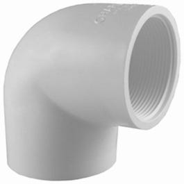 Pipe Elbow, 90-Degree Reducing, Slip x Female Thread, White, 3/4 x 1/2-In.