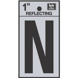 Address Letters, "N", Reflective Black/Silver Vinyl, Adhesive, 1-In.