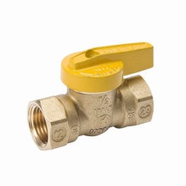 Gas Ball Valve, Lever Handle, Brass, 1/2-In.