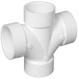 Pipe Fitting, DWV PVC Double Sanitary Tee, White, 1-1/2-In.