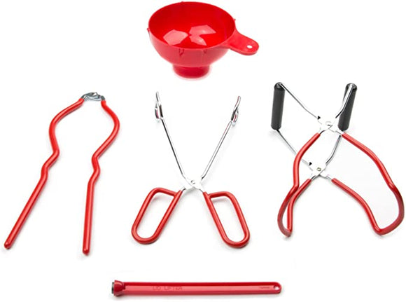 Fox Run Home Canning Tool Set 5-Piece Red