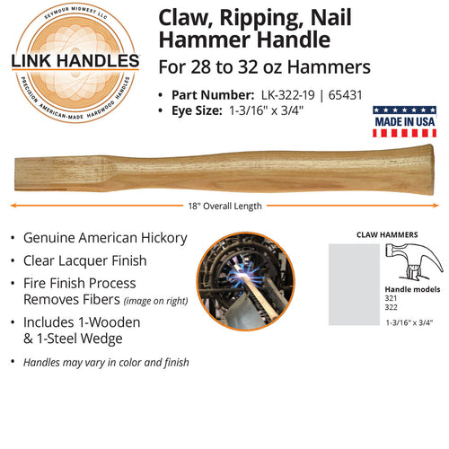 Link Handles 18 Claw Hammer Handle For 28 to 32 Oz Hammers