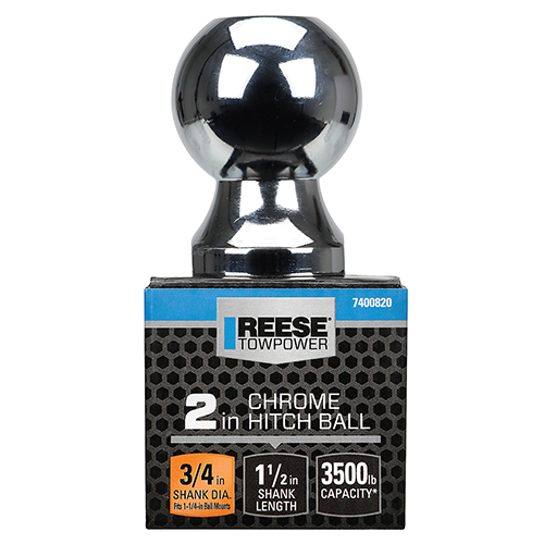REESE Towpower Trailer Hitch Ball, 2 in. Diameter, 3,500 lbs. Capacity, Chrome