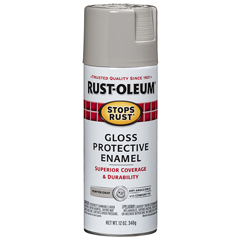 Rust-Oleum® Protective Enamel Spray Paint Gloss Pewter Gray (12 Oz, Gloss Pewter Gray)