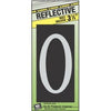 House Address Number 0, Reflective Aluminum, 3.5-In. On 5-In. Black Panel