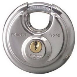 Disk-Shaped High-Security Shielded Padlock, 2-3/4 In. Wide