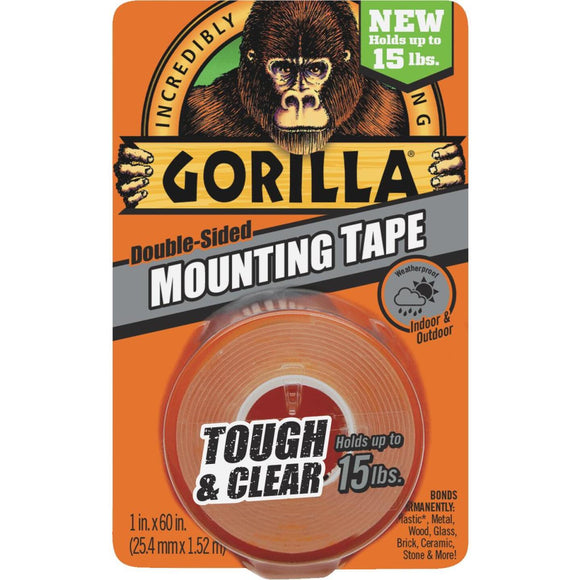 Gorilla 1 In. x 60 In. Tough & Clear Double-Sided Mounting Tape (15 Lb. Capacity)