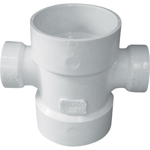 Charlotte Pipe 4 In. X 2 In. Reducing Double Sanitary PVC Tee
