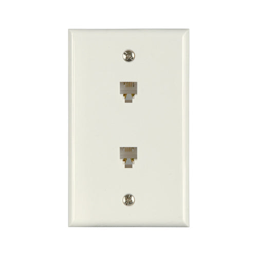 Zenith Flush Mount Dual Telephone Wallplate TW1002DW