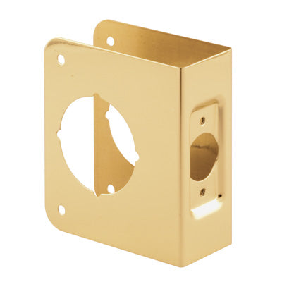 Prime-Line 1-3/4 in. x 4-1/2 in. Thick Solid Brass Lock and Door Reinforcer, 2-1/8 in. Single Bore, 2-3/8 in. Backset