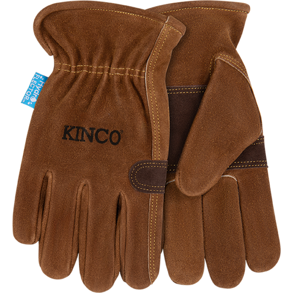 Kinco Hydroflector™ Water-Resistant Premium Suede Cowhide Driver With Double-Palm Large Brown
